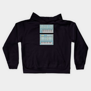 Blue Retro Synthesizer Kids Hoodie